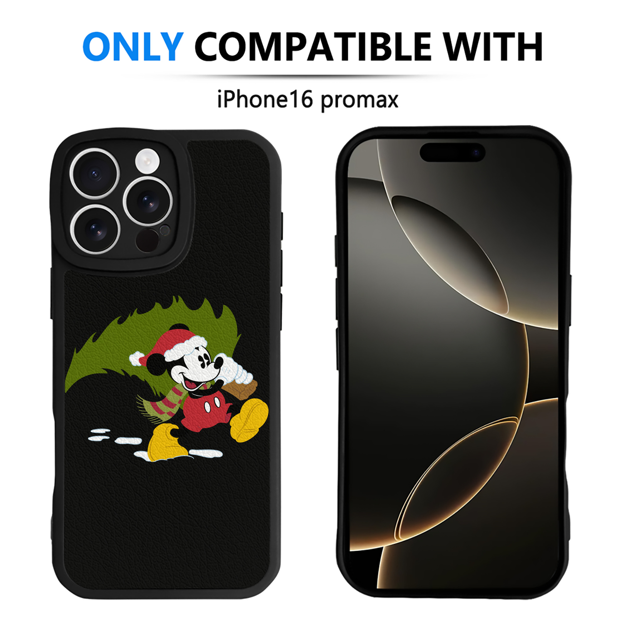 （画像用） ミッキーマウス Mickey Mouse 【iPhone 16シリーズ対応】シリコンスマホケース（レザー調） 材質：シリコン